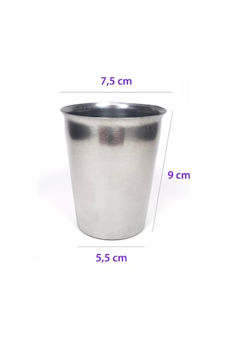 12 Adet Paslanmaz Çelik Krom Bardak 9 X 7,5 X 5,5cm Beyaz