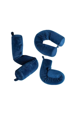 Geeksen Esnek Hafıza Köpük Boyun Yastığı - Öğle Yatması Seyahat Boyun Desteği - Uzun Silindir Kivircik Boyun Yastığı Lacivert Koyu Mavi