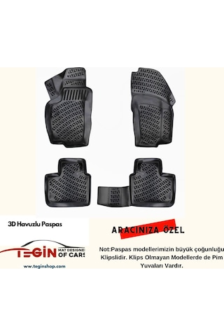 Peugeot Rifter Panelvan 2021 Geometrik Desenli 3d Havuzlu Oto Paspas Siyah