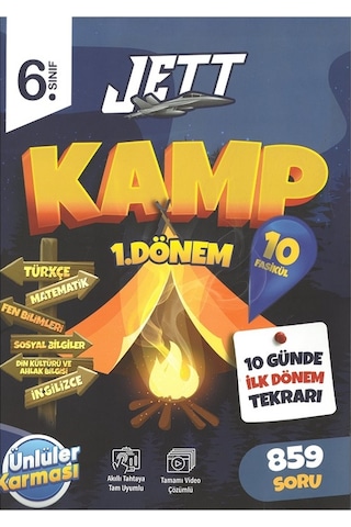 6.sınıf Yeni 1.dönem Jett Kamp Denemeleri 10 Günde İlk Dönem Tekrarı + Matematik Kitabı Hediyeli