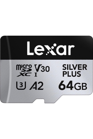 ﻿Lexar 64 GB Silver Plus 205 MB/s 4K V30 Uhsı Micro SD Hafıza Kartı