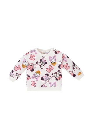Abel & Lula Kız Bebek Kız Bebek Mickey & Minnie Bisiklet Yaka Sweatshirt Acı Kahverengi