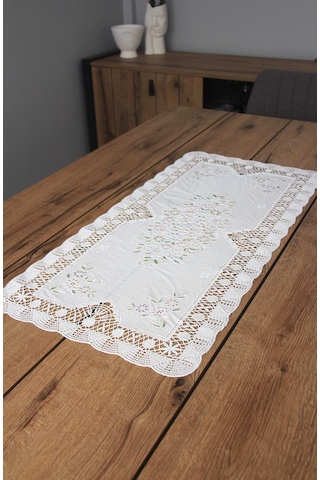 Pvc Runner Ve Sehpa Üstü Servislik 80 Cm X 40 Cm Beyaz