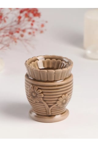 Simalend Aroma Lambası Seramik Çiçeklenme Koyu Gri 397519761