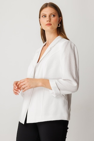 Ekol Şerit Taş Detaylı Duble Kol Ceket Ekru