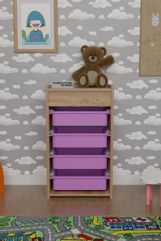 4 Sepetli Oyuncak Dolabı Atlantik Çam - Pembe Kahverengi