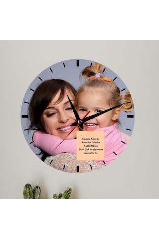 Anneye Hediye Resim Ve Mesajlı Duvar Saati 29121 Çok Renkli