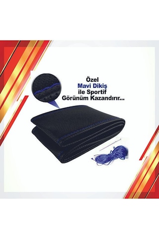 Sportif Dikmeli Delikli Deri Direksiyon Kılıfı Noktalı Dikişli + Kırmızı