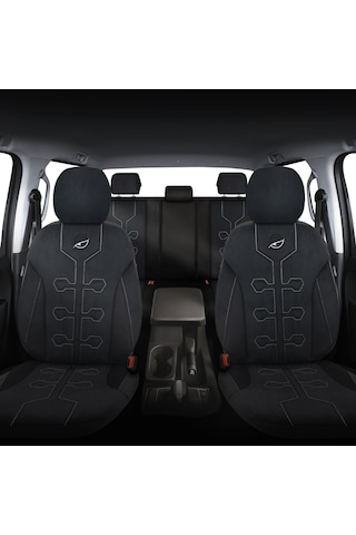 Minderland Fa Serisi - Citroen C3 Aircross İle Uyumlu Koltuk Kılıfı, Tay Tüyü / Siyah