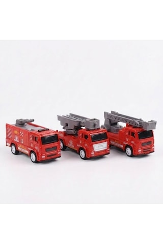 3'lü Metal Çek Bırak İtfaiye Araba Seti - Dayanıklı Diecast Oyuncak İtfaiye Araçları