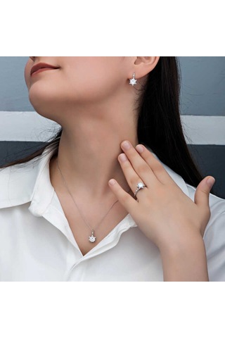 Casera's Gümüş Çiçek Desenli Kadın Set Csr2185267 Gümüş