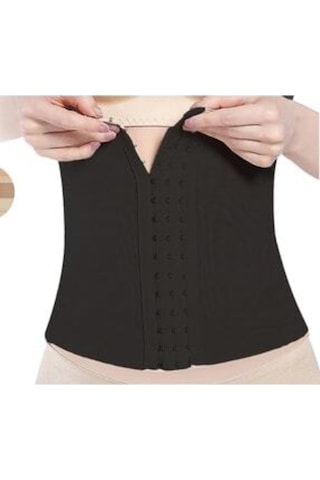 Kadın Agraflı Bel Korse Sıkılaştırıcı Siyah