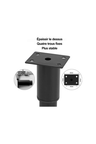 Mufunye Mobilya Ayakları 180'den 300mm'ye Kadar Soğuk Haddelenmiş Çelikten Ayarlanabilir 4'lü Set Yatak Kanepe Masa Gardırop İçin Uygun