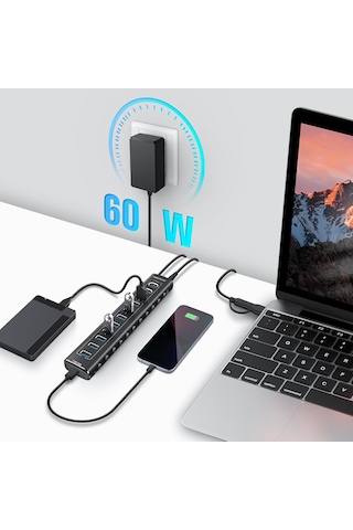 Rshtech A11 11 Port Güçlendirilmiş USB C 2x10 Gbps Usb C 1x10 Hub