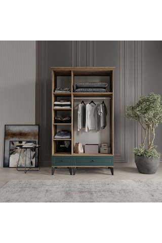 Beenal Nisa 3 Kapaklı Gardırop Dolap 120cm Atlantik Çam-yeşil