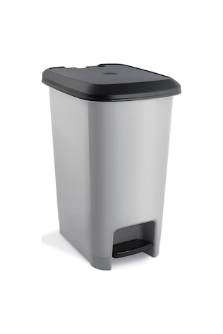 Melkan Home Slim Pedallı Çöp Kovası 40 Litre Çöp Kovası & Orta Boy Pedallı Çöp Kovası Gri Metalik Gri Genel