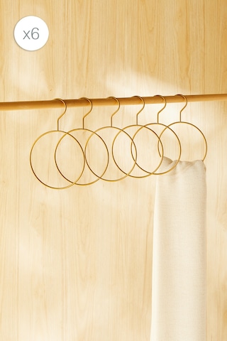 Ocean Home Textile 6'lı Yuvarlak Altın Renk Metal Aksesuar Askısı 24.5 X 16 X 0.5 Cm Gold