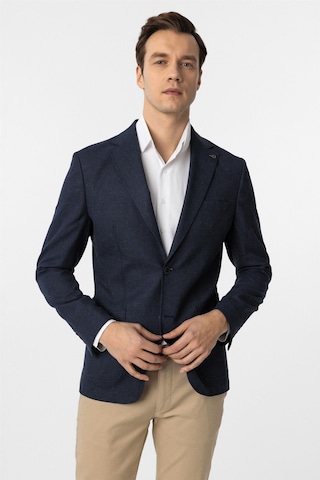 Süvari Lacivert Slim Fit Desenli Mono Yaka 6 Drop Ceket-33888 Lacivert