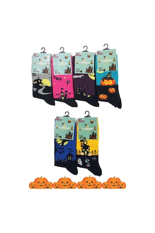 Kadın Renkli Desenli Soket Çorap 6'lı Paket Çok Renkli