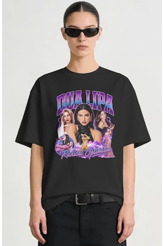 Sevbano Dua Lipa Şarkıcı Baskılı Unisex Oversize Premium Tişört Siyah