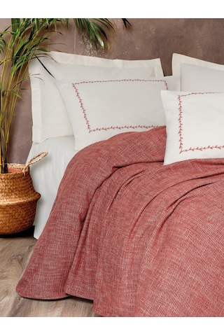 Cotton Box Embrova Şönil Çift Kişilik Yatak Örtüsü/pike Takımı Loom Bordo Bordo