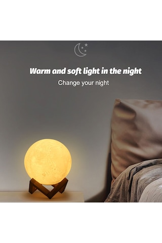 Wezone 12cm Pvc+abs 3d Yıldız Işık, Sarı/beyaz/ıslak Beyaz Işık, Dokunmatik Kontrol, 8 Saat Kullanim Süresi, Şarj Edilebilir Ay Işığı Çok Renkli