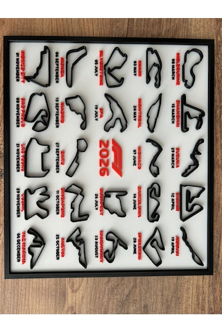 Formula 1 2026 Takvimi 3d Pist Tablosu 22x25 Cm Masaüstü Standlı & Duvara Asılabilir Çerçeve