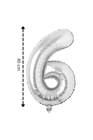 Folyo Balon 6 Rakamı Helyum Balon 40 Cm Gümüş