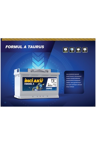 İnci Formul A Taurus 12 V 72 Ah 700 Cca En Akü-yerinde Montaj