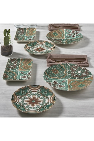 Güral Atina 18 Parça 6 Kişilik Bone Kahvaltı Takımı - 21882 Çok Renkli