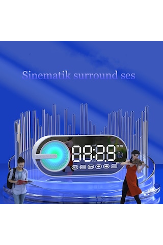 Sessiz Kablosuz Led Dijital Saat Alarm Ayna Bluetooth Hoparlör