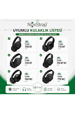Novstrap Jbl Tune 700bt 710bt 720bt 750btnc 760nc 770nc İle Uyumlu Yedek Kulaklık Pedi Süngeri + Kafa Bandı Seti Lacivert