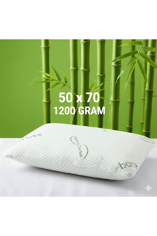 Heyner 4 Adet 1200 Gram Bamboo Yastık 50x70 Visco Bambu Yastık 4'lü Paket Ortopedik Yastık Fermuarlı Yeşil