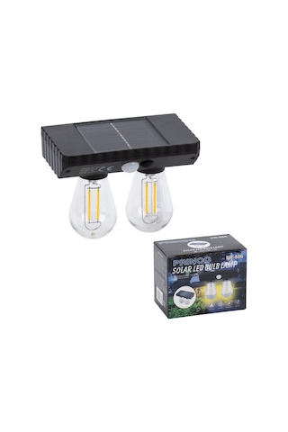Sensörlü Solar İkili Led Ampul Lamba - Çift Başlıklı - Güneş Enerjili Aydınlatma Sarı