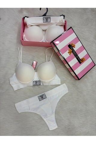 Victoria's Secret Victoria"s Secret Push Up Set Alt Üst Dolgulu Sütyen Ve Külot Takım 2"li Set Beyaz