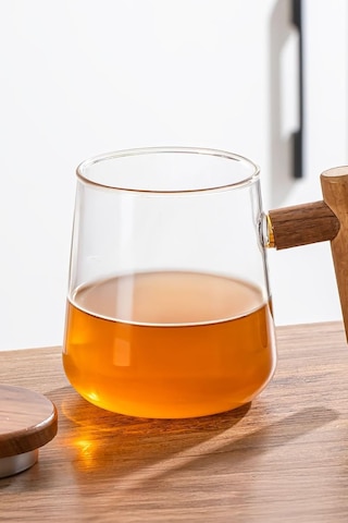 17564 Herby Borosilikat Cam Süzgeçli Kupa Bitki Çayı Demliği 500 Ml Çok Renkli