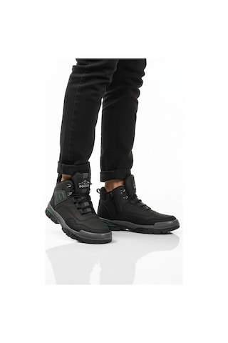 Siyah Yeşil Kaymaz Taban Fermuarlı Unisex Outdoor Bot 444 G Siyah-yeşil