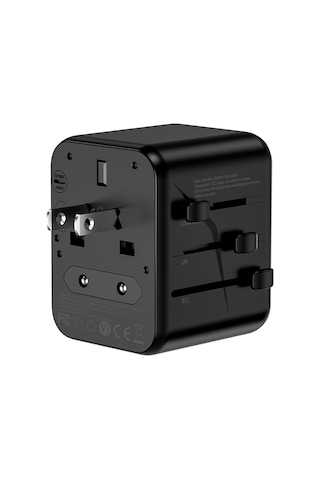 Wiwu Wi-ua012 Çoklu Universal Tr/us/uk/aus/eu Uyumlu Seyahat Şarj Adaptörü 12w Siyah