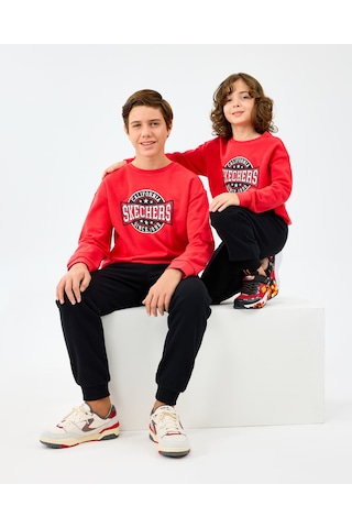 Skechers B Crewneck Sweatshirt Büyük Erkek Çocuk Kırmızı Sweatshirt Sk2520017-3449 Kırmızı
