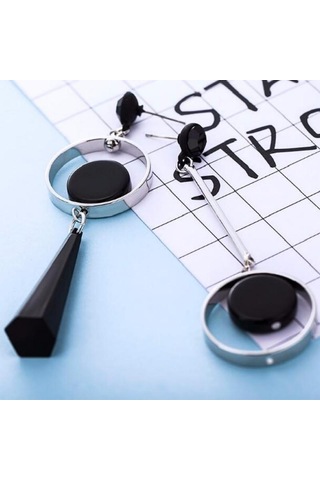 Gümüş Moda Geometrik Uzun Asimetri Küpe Taklidi Daire Kulak Damızlık Yeni Akrilik Büyük Küpe Çok Renkli