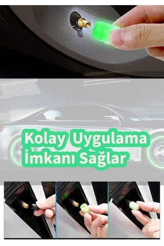 Jetfast Yeşil Fosforlu Lastik Sibop Kapağı Gece Parlayan Sibob Kapağı 4 Adet