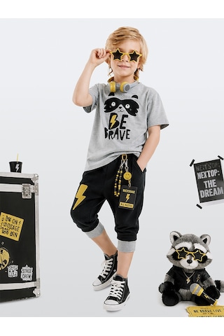 Rakun Erkek Çocuk Yazlık T-shirt Kapri Şort Takım