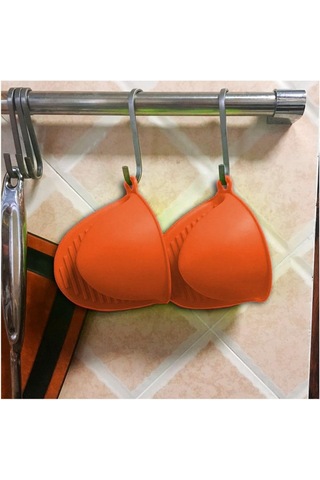 Kangvka Turuncu Silikon Fırın Eldiveni 2'li Set - Isıya Dayanıklı Kaymazsız - Mutfak Tencere Çelikler İçin Elleri Isıdan Korur