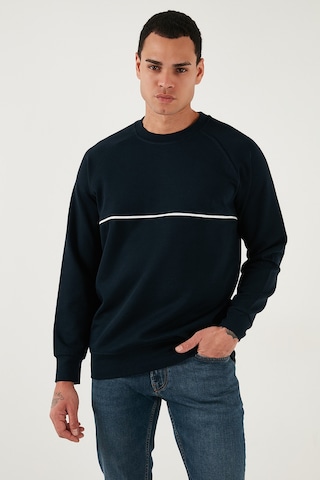 Buratti Pamuklu Şerit Detaylı Relaxed Fit Bisiklet Yaka Erkek Sweat 5901227 Lacivert