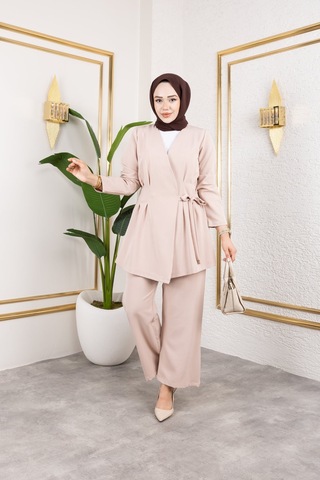 Unika Boutique Kadın İkili Tesettür Takım Bejj