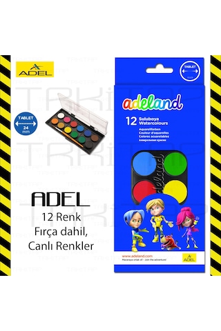 Adeland 12 Renk Sulu Boya Fırça 12 Li