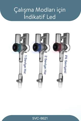 Sinbo SVC 8621 Bldc Motorlu Dikey Kablosuz Şarjlı Led Aydınlatmalı Süpürge