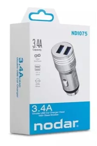 Nodar Nd1075 Araç Şarj Adaptörü 2x Usb 3.4a Metal - Silver Araç Kablosuz Şarj