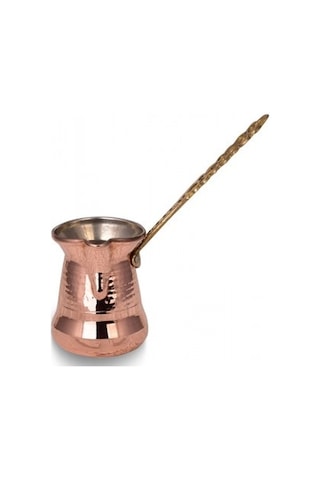 Turna Bakır Sultan Cezve 1 No İnce Pirinç Kulp 2 Fincan Makine D