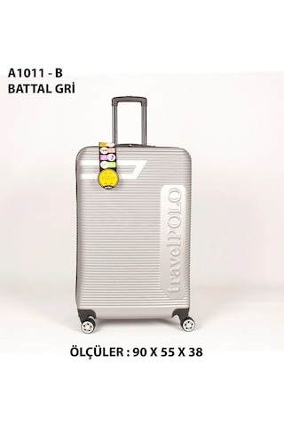 Travel Polo Xxlbattal Boy Dev Boy 90 Cm Valiz & Bavul Gümüş Gri